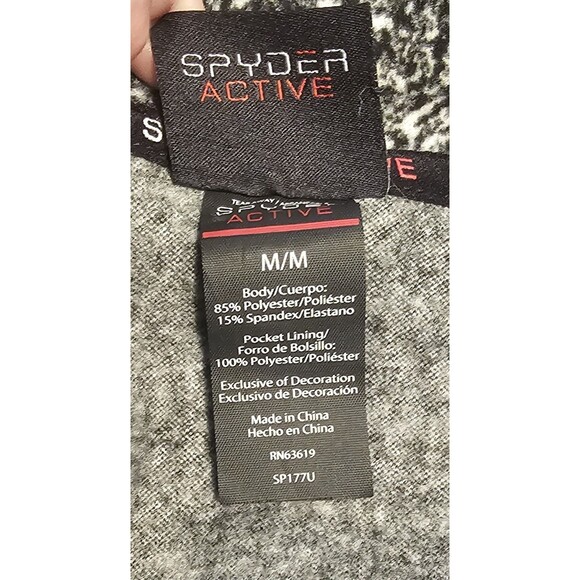 Spyder Fleece Marbled Print 1/4 Zip Sz M Zip Pocket Thumb Holes Soft Pocket EUC - Picture 13 of 16